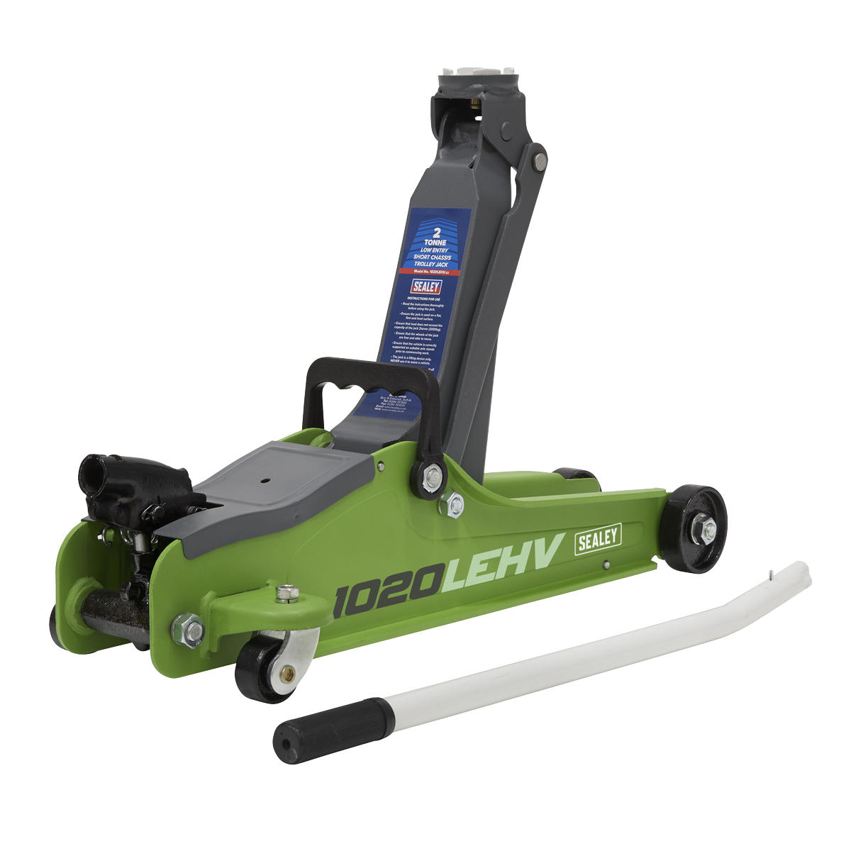 Trolley Jack 2tonne Low Entry Short Chassis – Hi-Vis Green