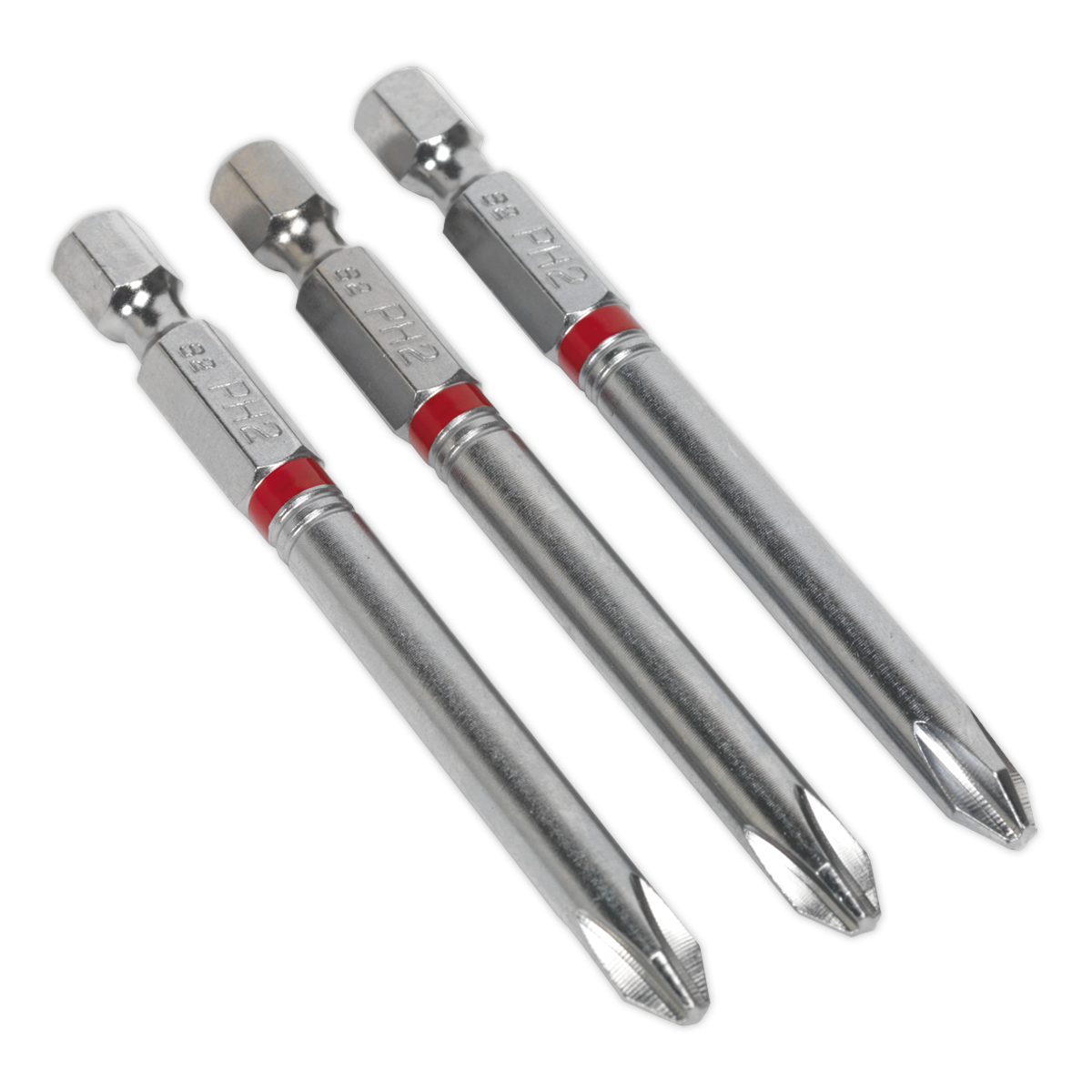 Power Tool Bit Phillips #2 Colour-Coded S2 75mm Pack of 3