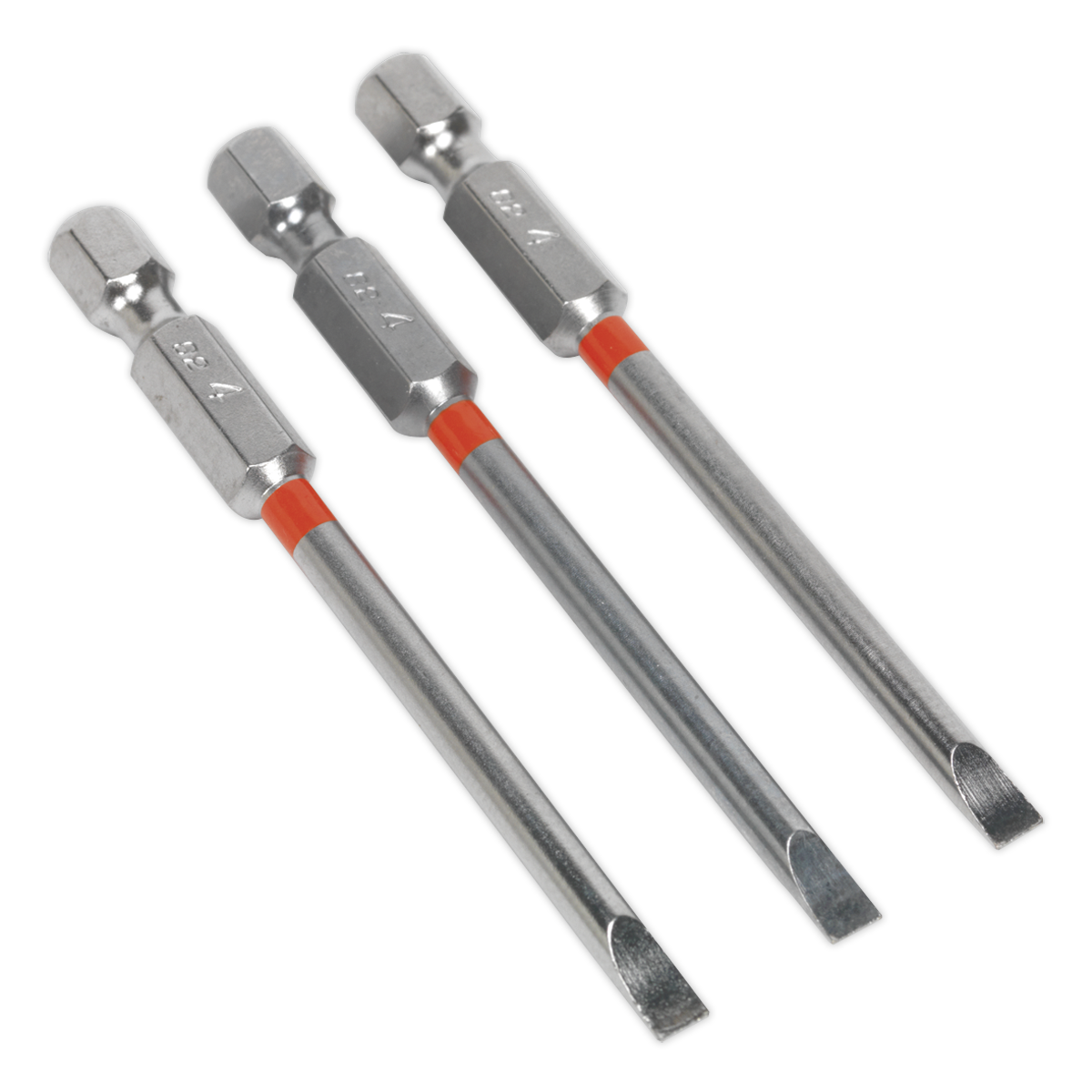 Power Tool Bit Slotted 4mm Colour-Coded S2 75mm Pack of 3