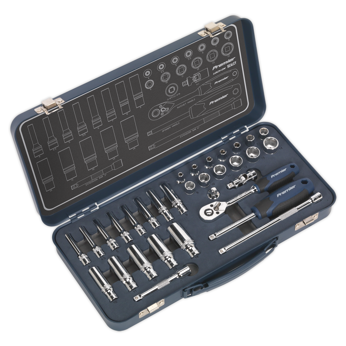 Socket Set 32pc 1/4″Sq Drive Lock-On™ 6pt Metric
