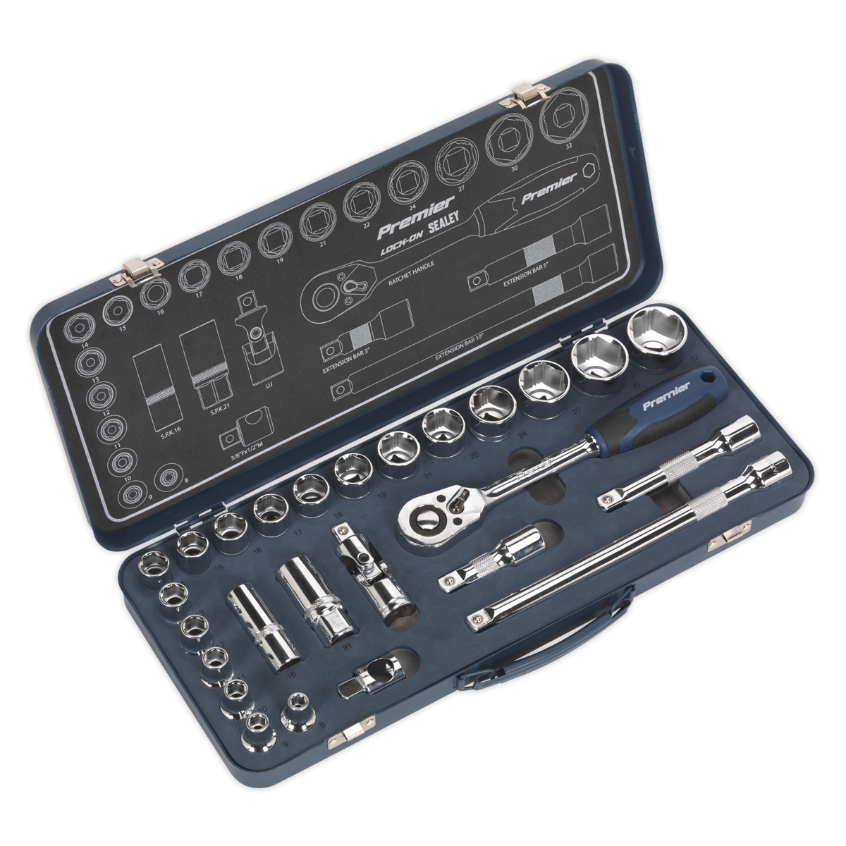 Socket Set 26pc 1/2″Sq Drive Lock-On™ 6pt Metric