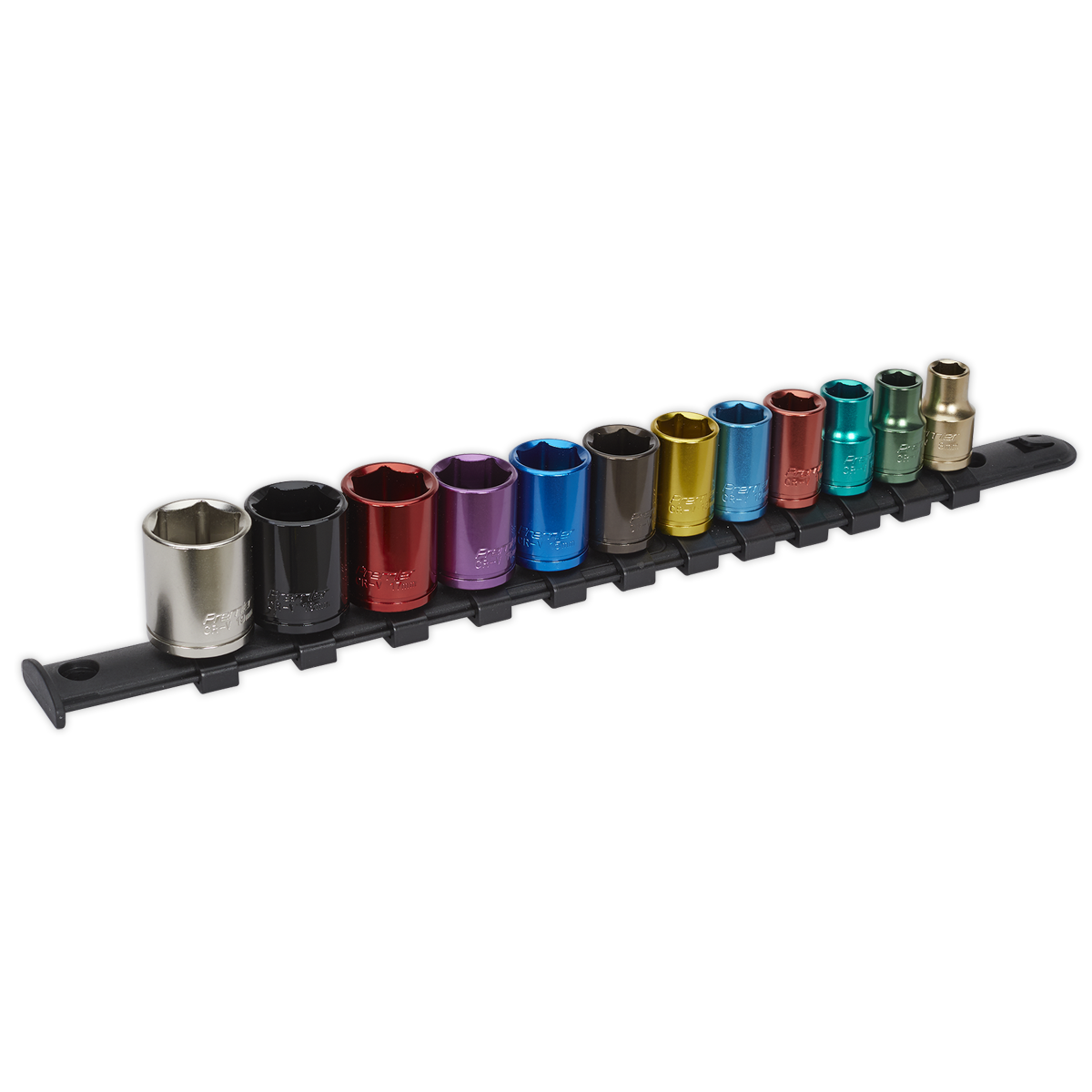Multi-Coloured Socket Set 12pc 3/8″Sq Drive 6pt WallDrive® Metric