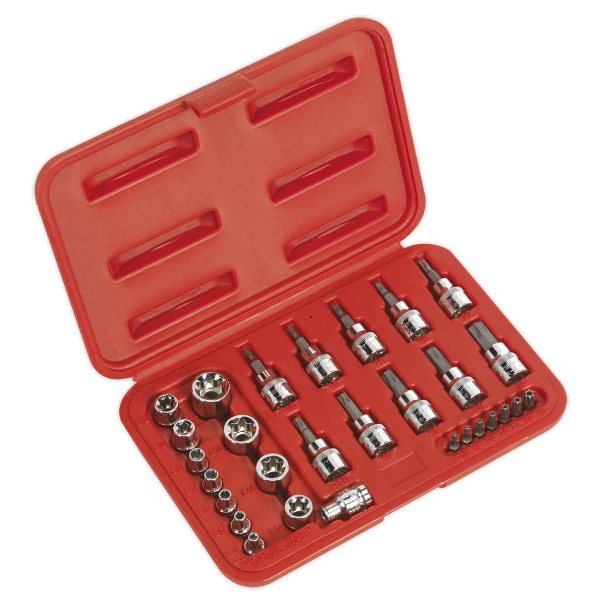 TRX-Star* Socket & Security Bit Set 29pc 1/4″Sq & 3/8″Sq Drive