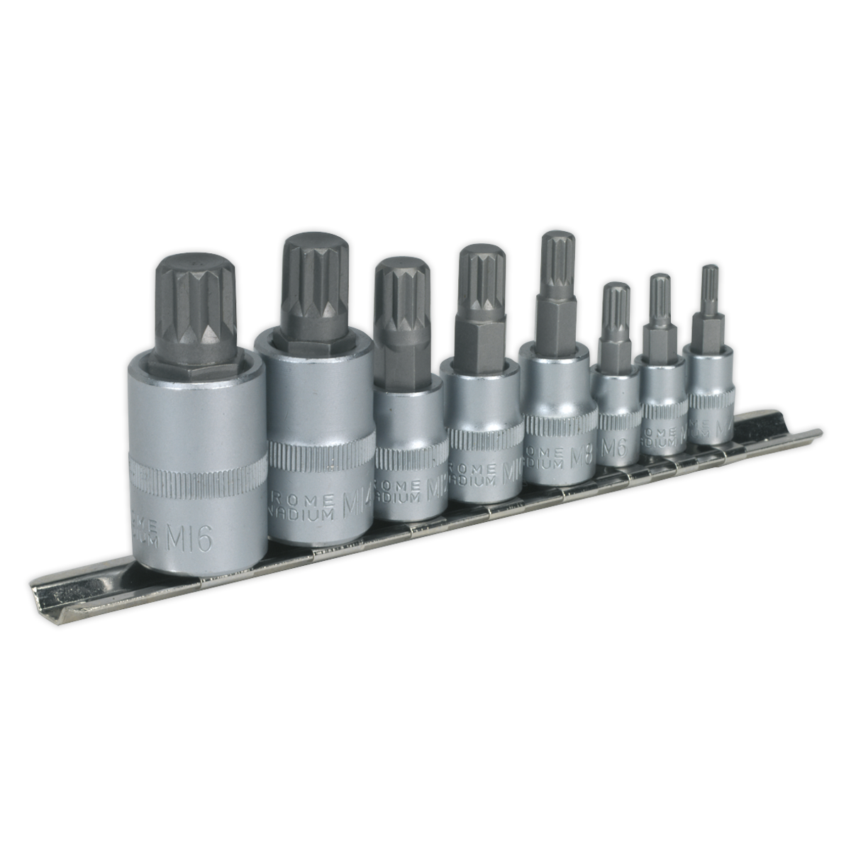 Spline Socket Bit Set 8pc 1/4″, 3/8″ & 1/2″Sq Drive