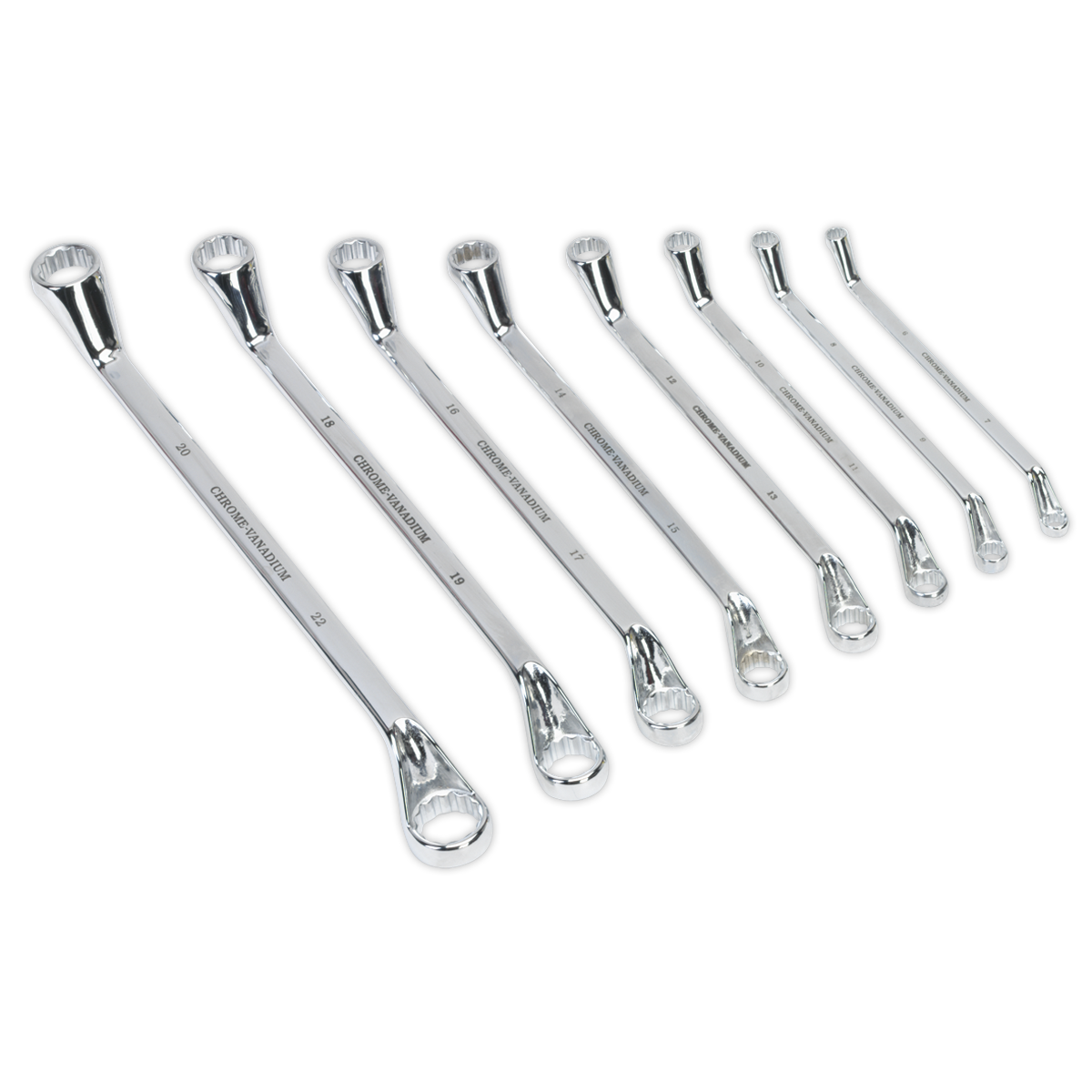Offset Double End Ring Spanner Set 8pc Metric