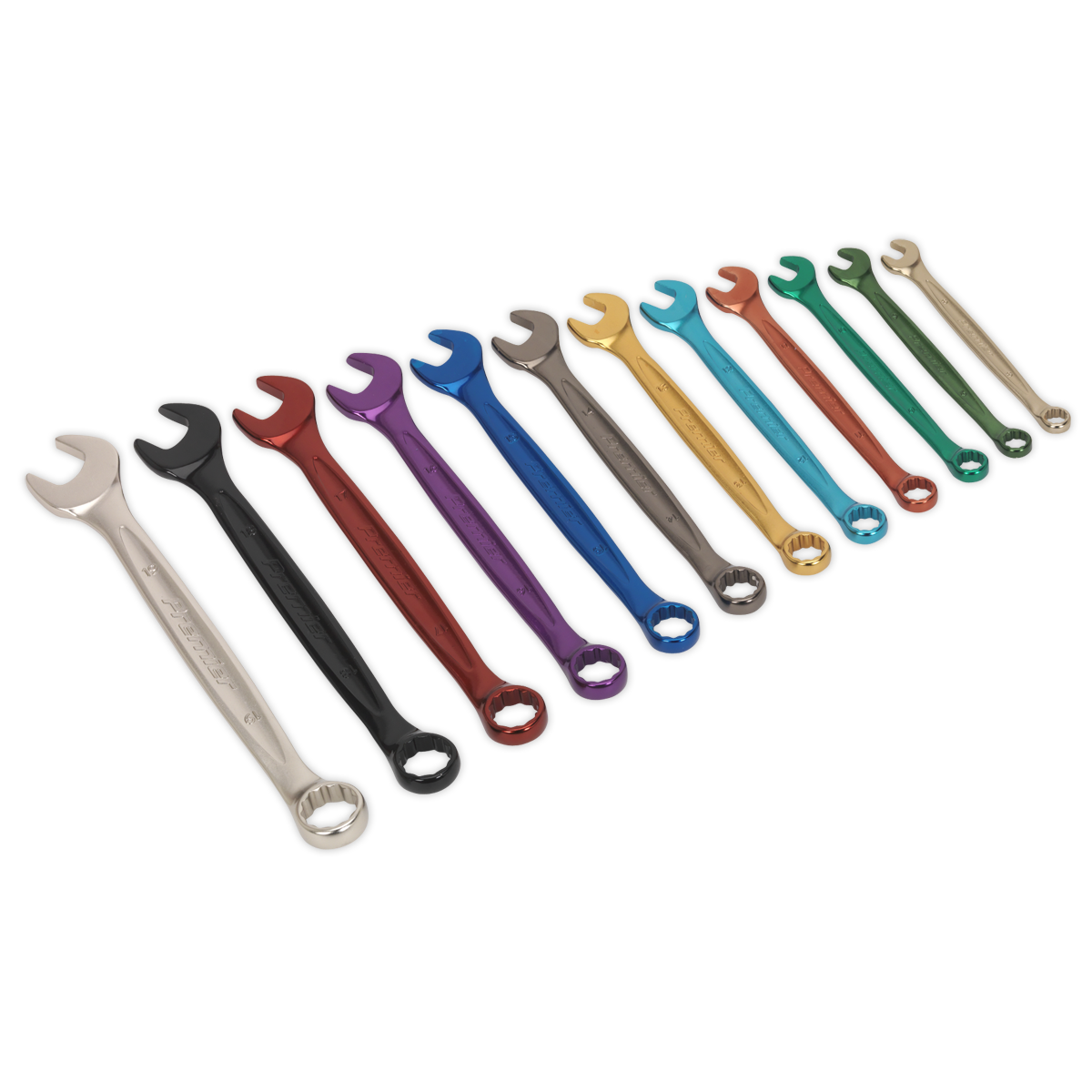 Combination Spanner Set 12pc Multi-Coloured Metric
