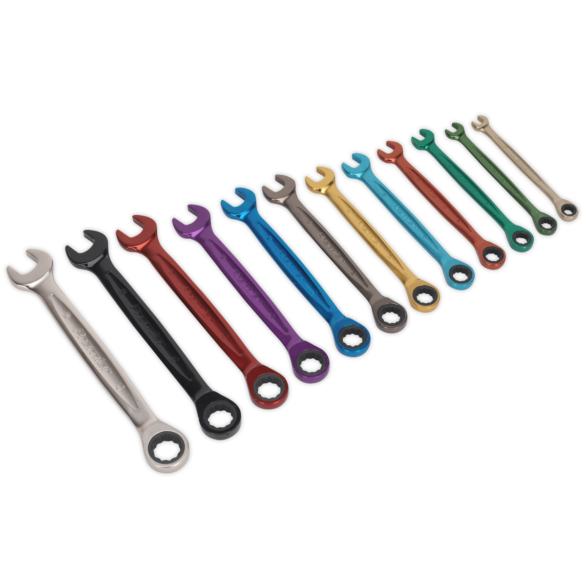 Combination Ratchet Spanner Set 12pc Multi-Coloured Metric