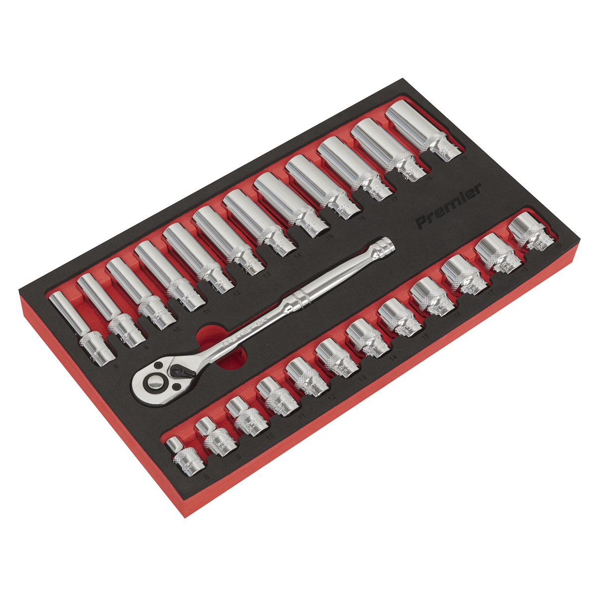 Ratchet Wrench & Socket Set 25pc 3/8″Sq Drive