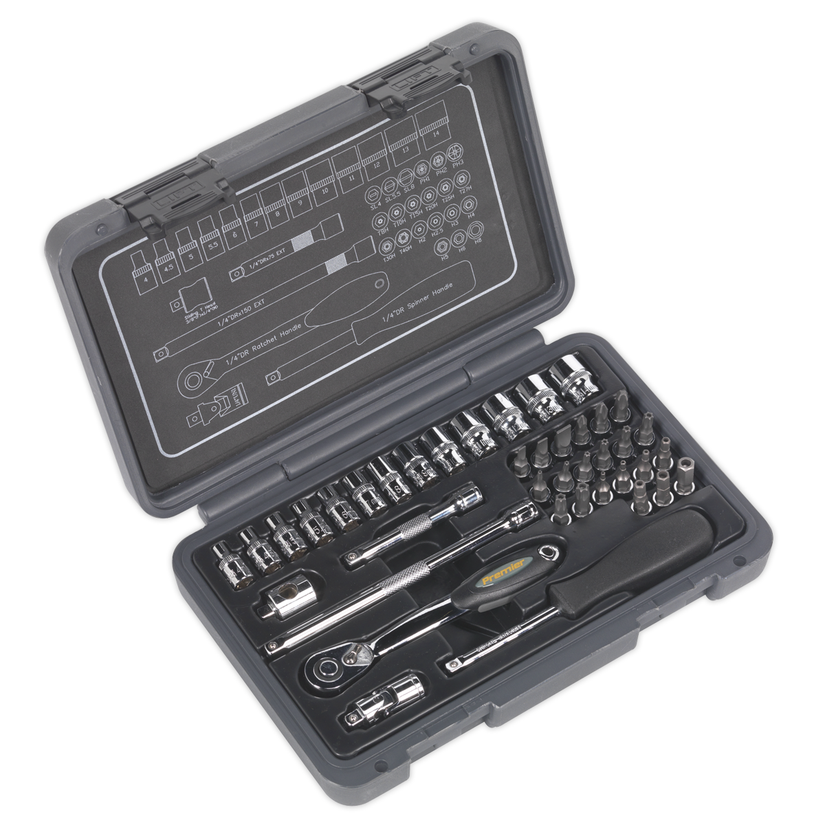 Socket Set 40pc 1/4″Sq Drive 6pt WallDrive® Metric