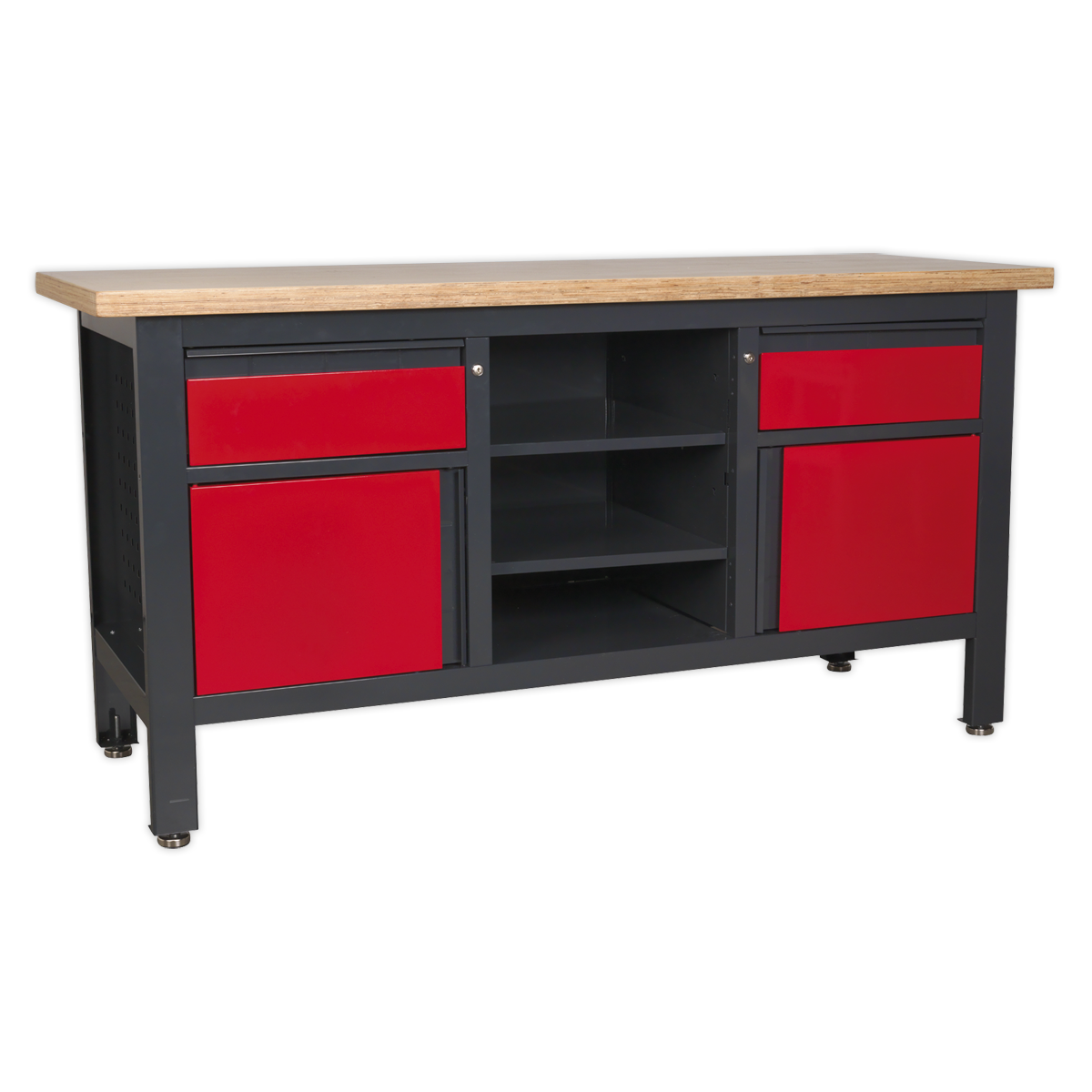 Workstation with 2 Drawers, 2 Cupboards & Open Storage