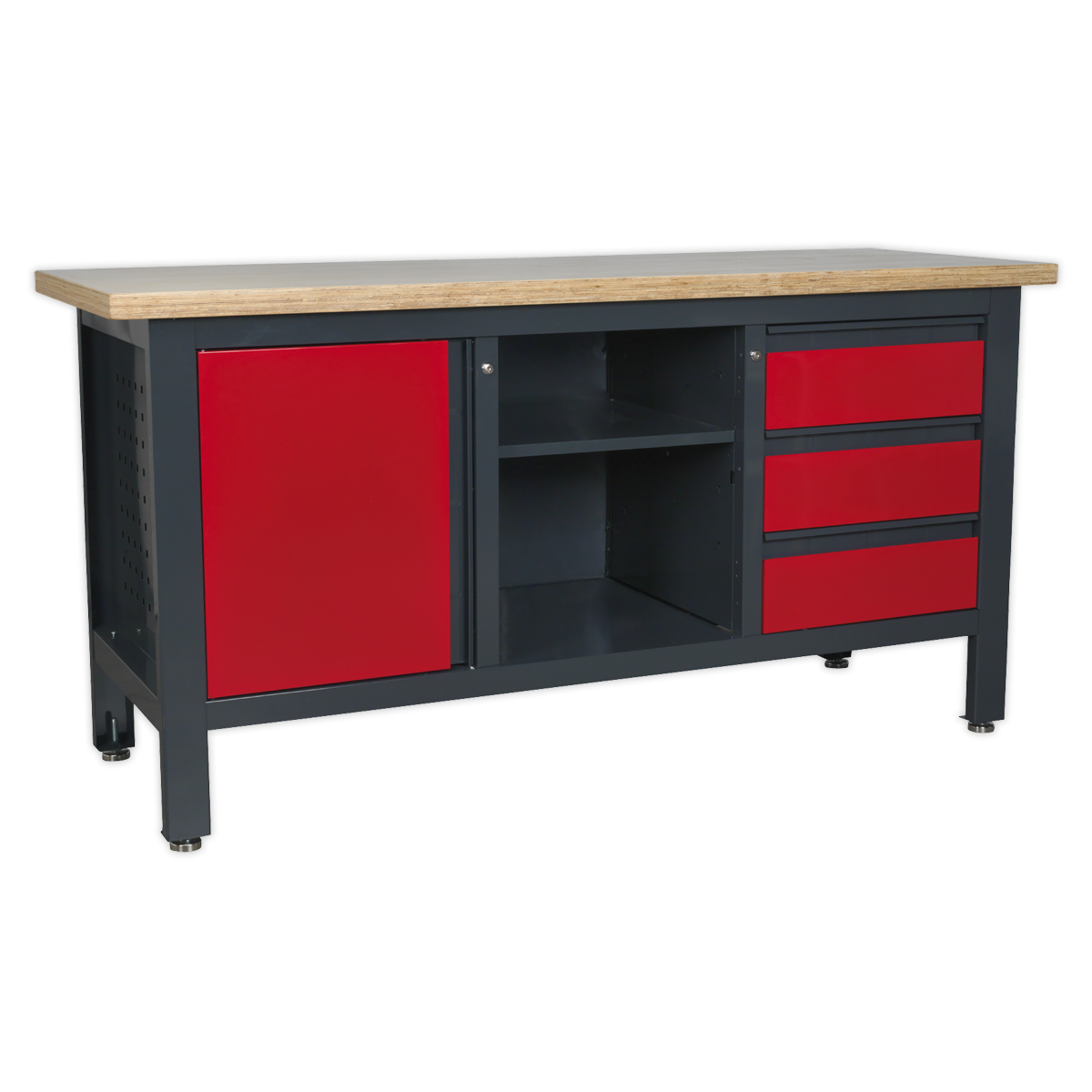 Workstation with 3 Drawers, 1 Cupboard & Open Storage
