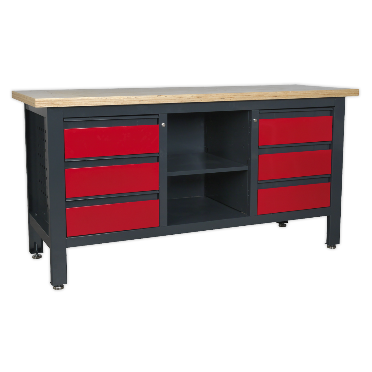 Workstation with 6 Drawers & Open Storage