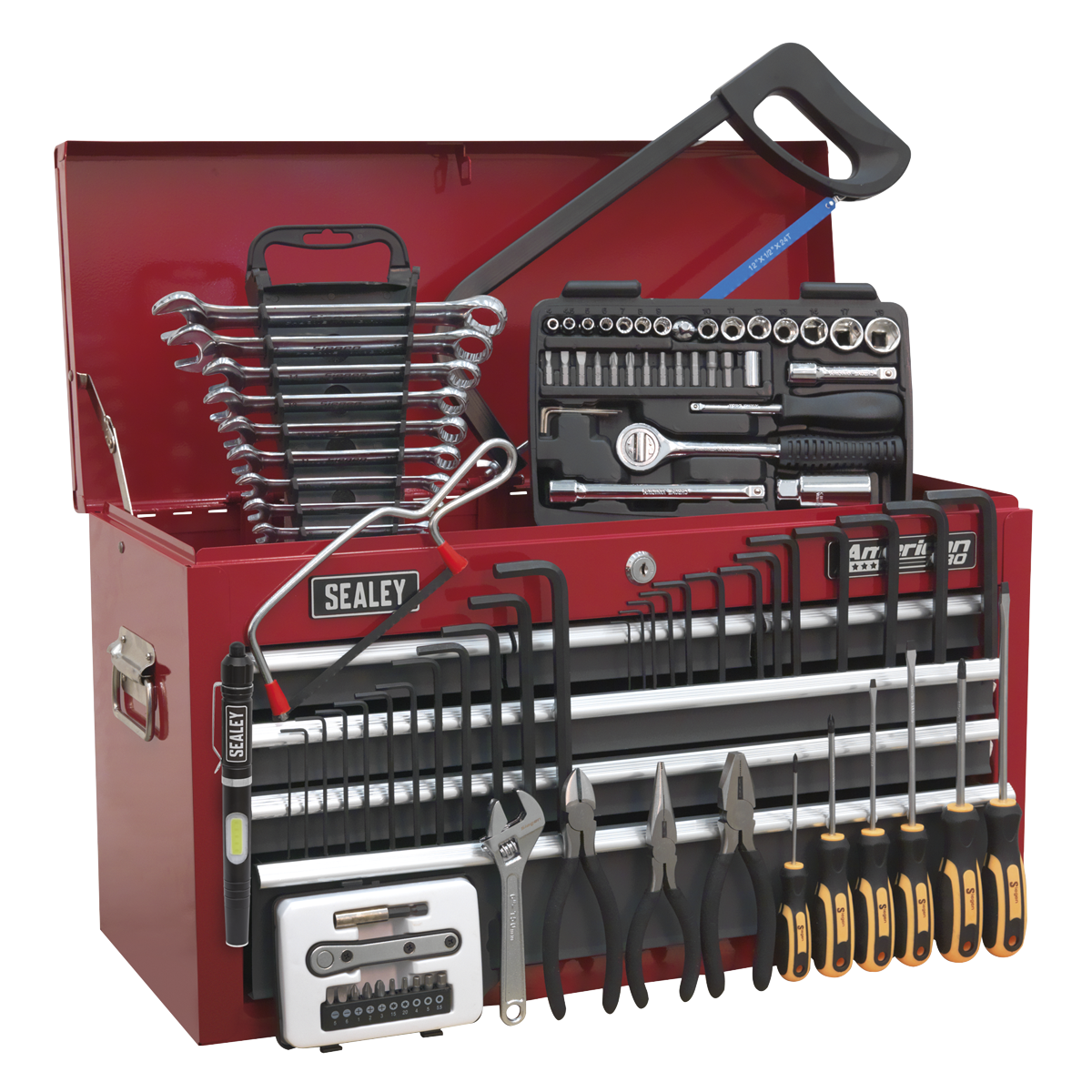 Topchest 6 Drawer with Ball-Bearing Slides – Red/Grey & 98pc Tool Kit