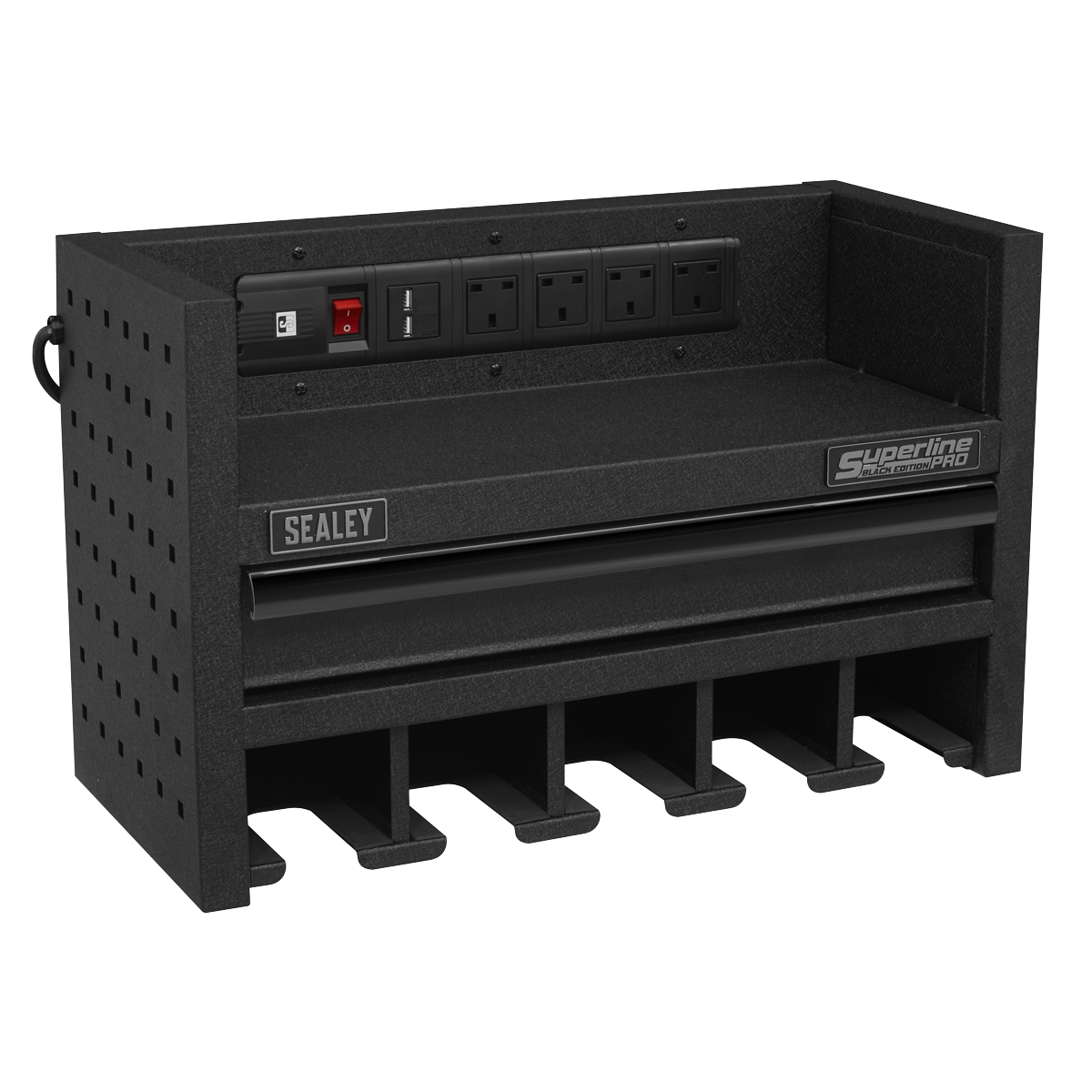 Power Tool Storage Rack 560mm with Drawer & Power Strip