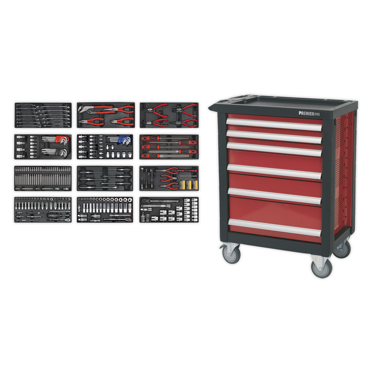 Rollcab 6 Drawer with Ball-Bearing Slides with 298pc Tool Kit