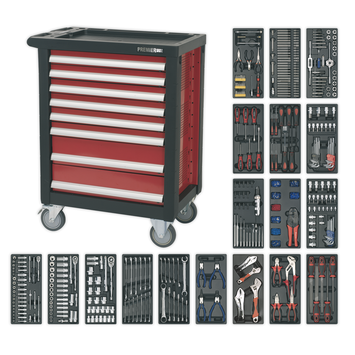 Rollcab 8 Drawer with Ball-Bearing Slides & 707pc Tool Kit