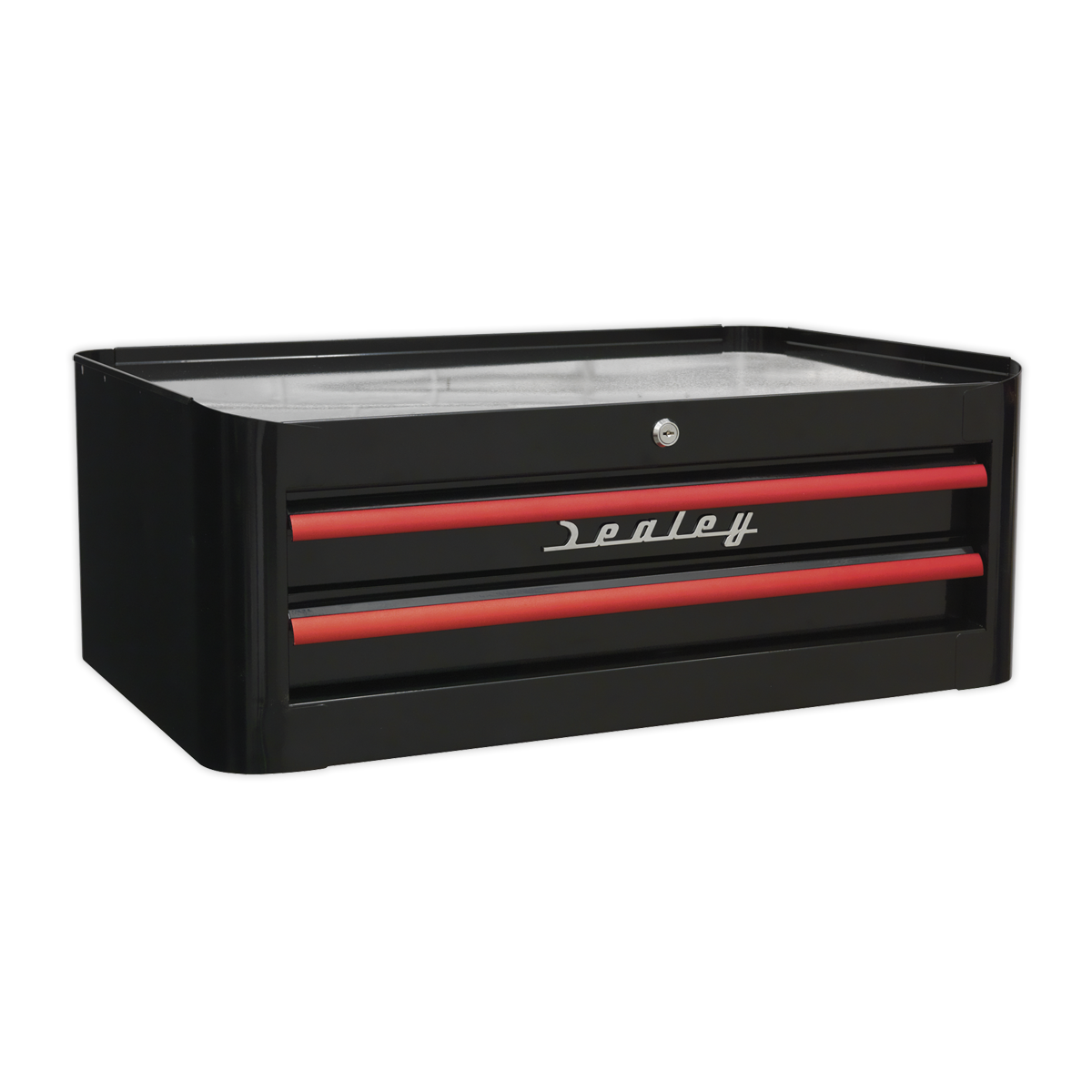 Mid-Box 2 Drawer Retro Style – Black with Red Anodised Drawer Pulls