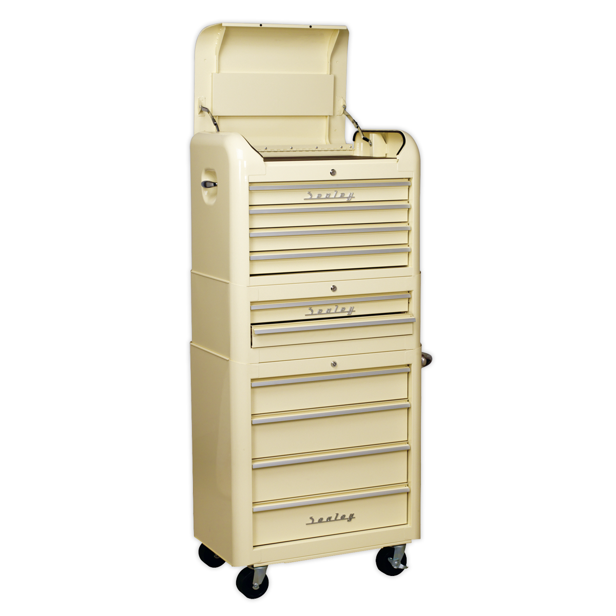 Retro Style Topchest, Mid-Box & Rollcab Combination 10 Drawer Cream