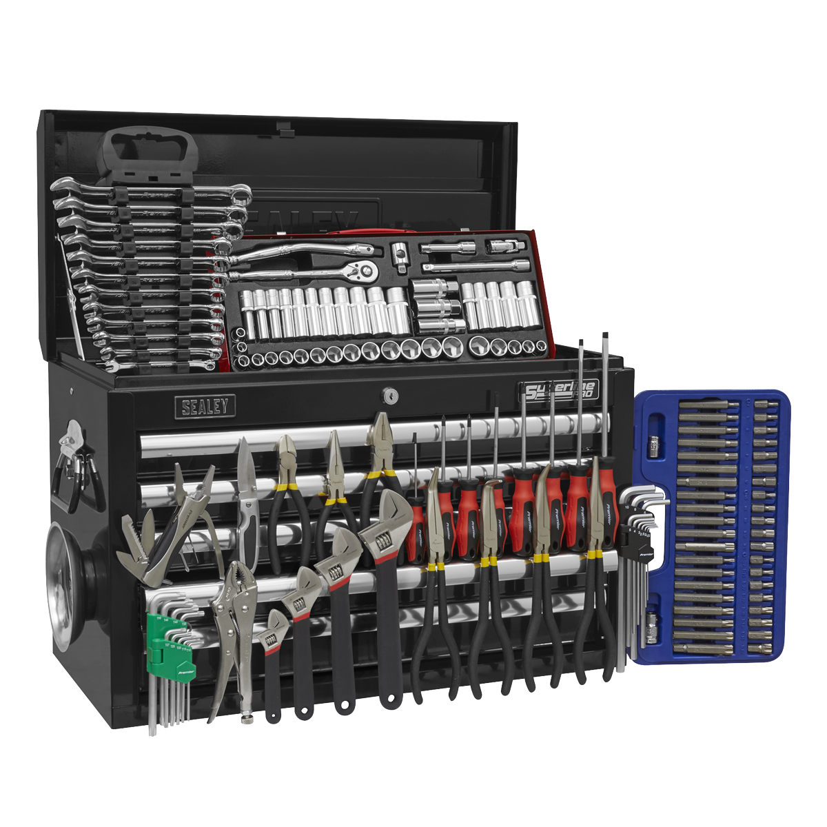 Topchest 5 Drawer with Ball Bearing Slides – Black & 140pc Tool Kit