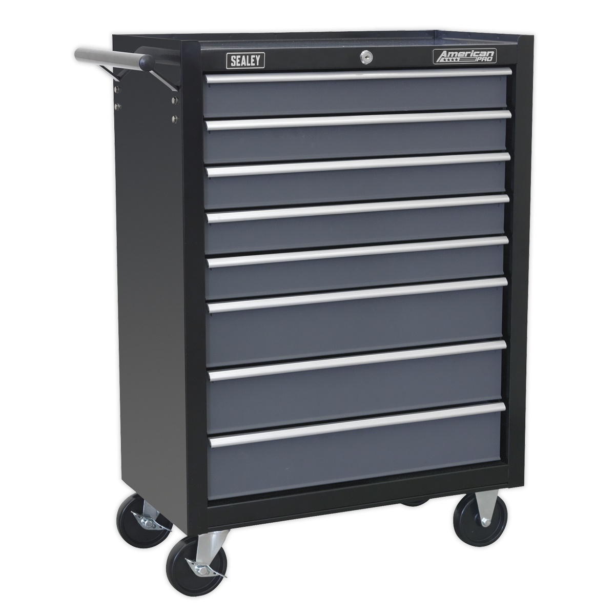 Rollcab 8 Drawer with Ball Bearing Slides – Black/Grey