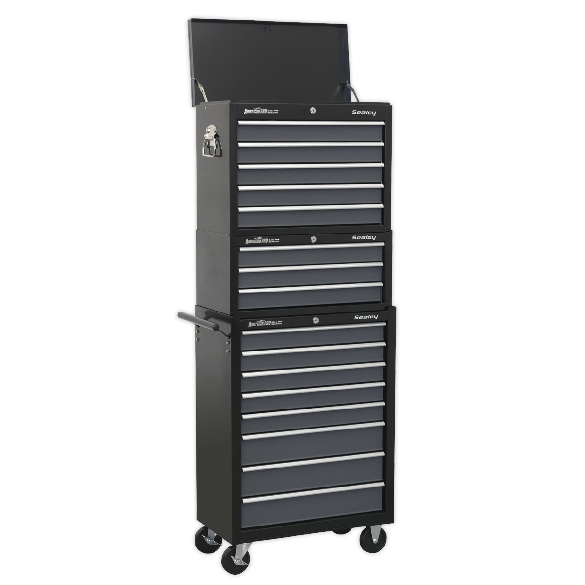 Tool Chest Combination 16 Drawer with Ball Bearing Slides – Black/Grey