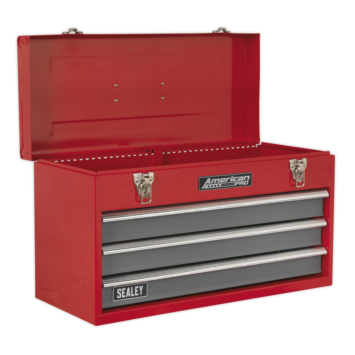 Tool Chest 3 Drawer Portable with Ball Bearing Slides – Red/Grey