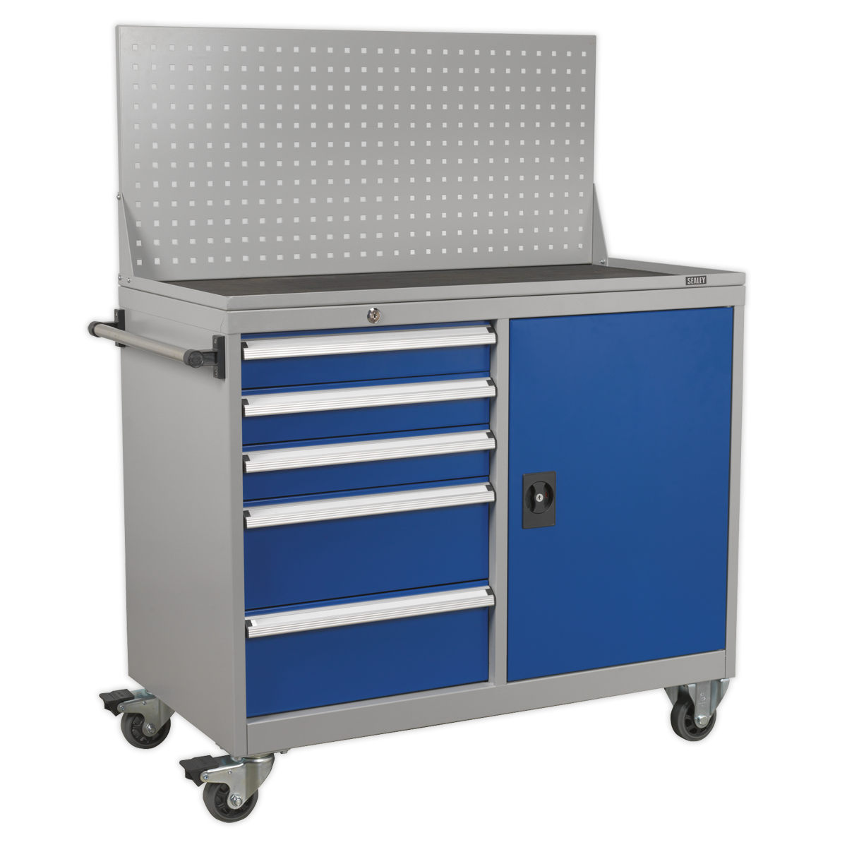 Industrial Mobile Workstation 5 Drawer & 1 Shelf Locker