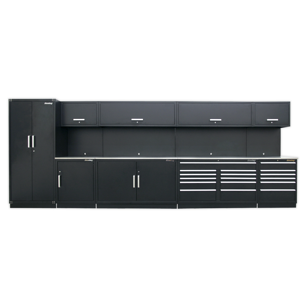 Premier 5.6m Storage System – Stainless Worktop