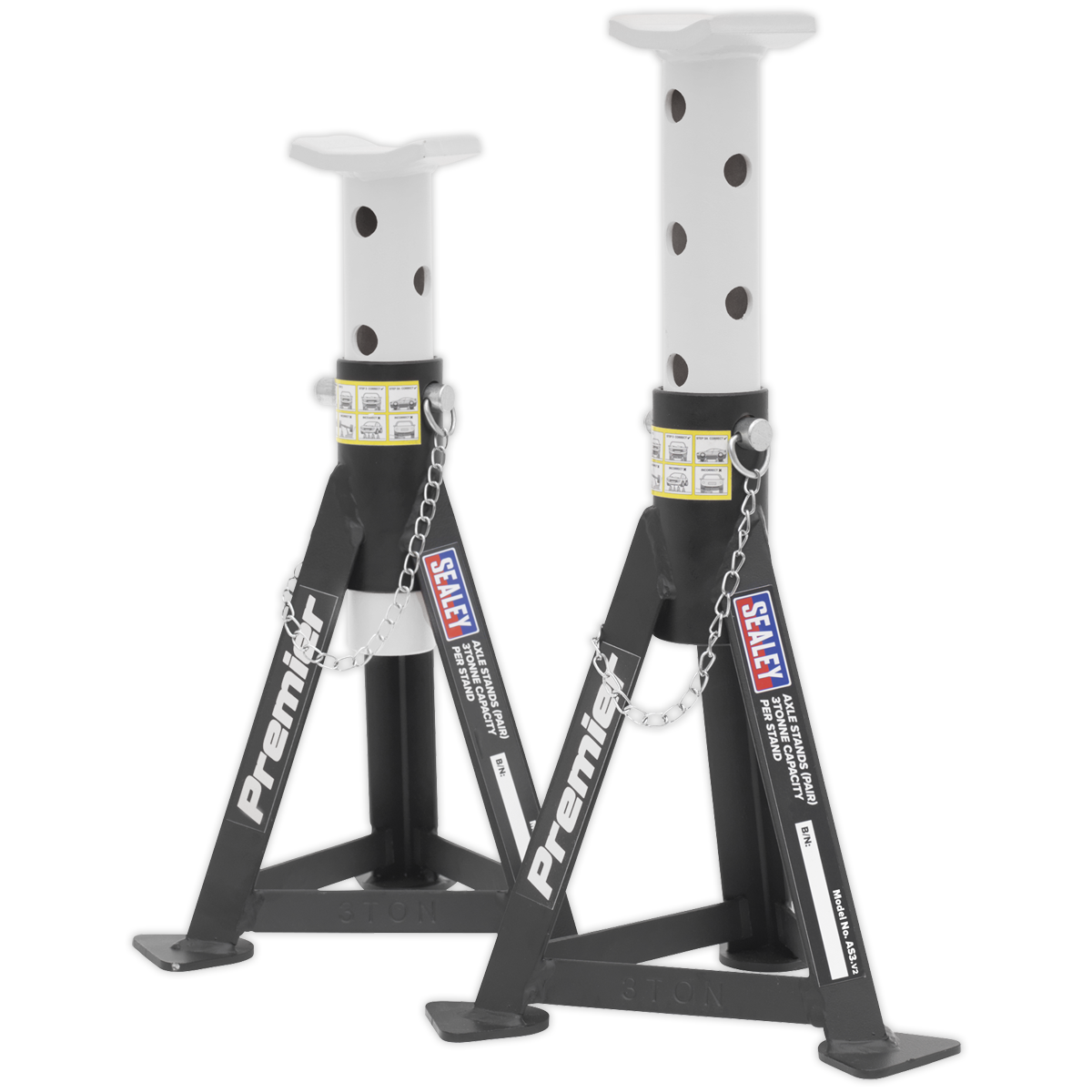 Axle Stands (Pair) 3tonne Capacity per Stand – White