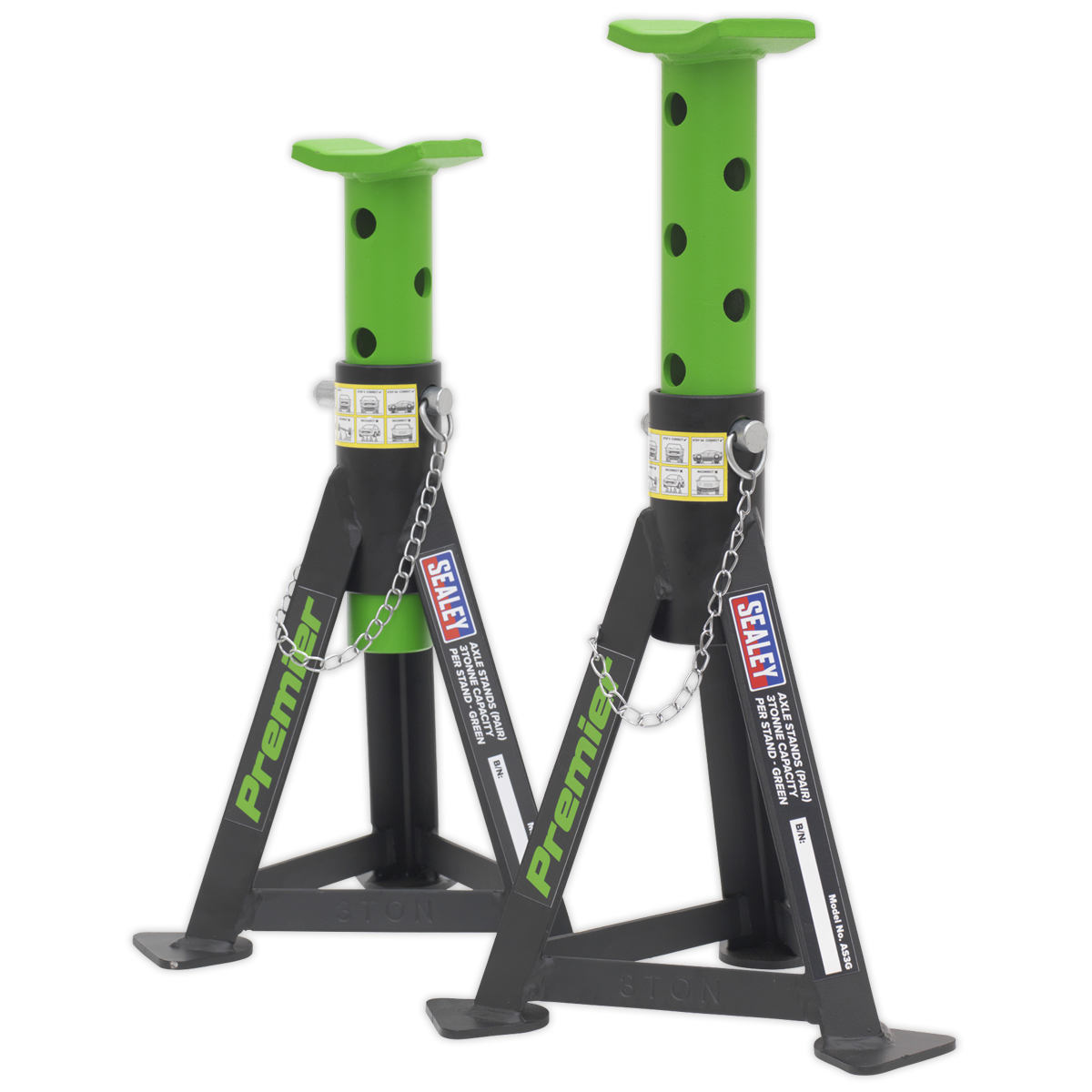 Axle Stands (Pair) 3tonne Capacity per Stand – Green
