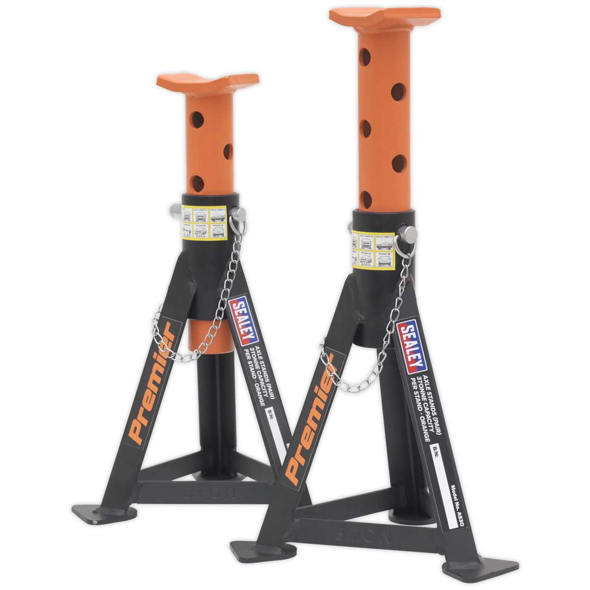 Axle Stands (Pair) 3tonne Capacity per Stand – Orange