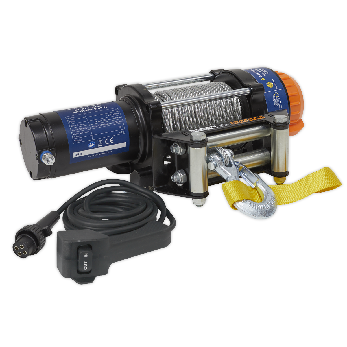 ATV/Quad Recovery Winch 2040kg (4500lb) Line Pull 12V