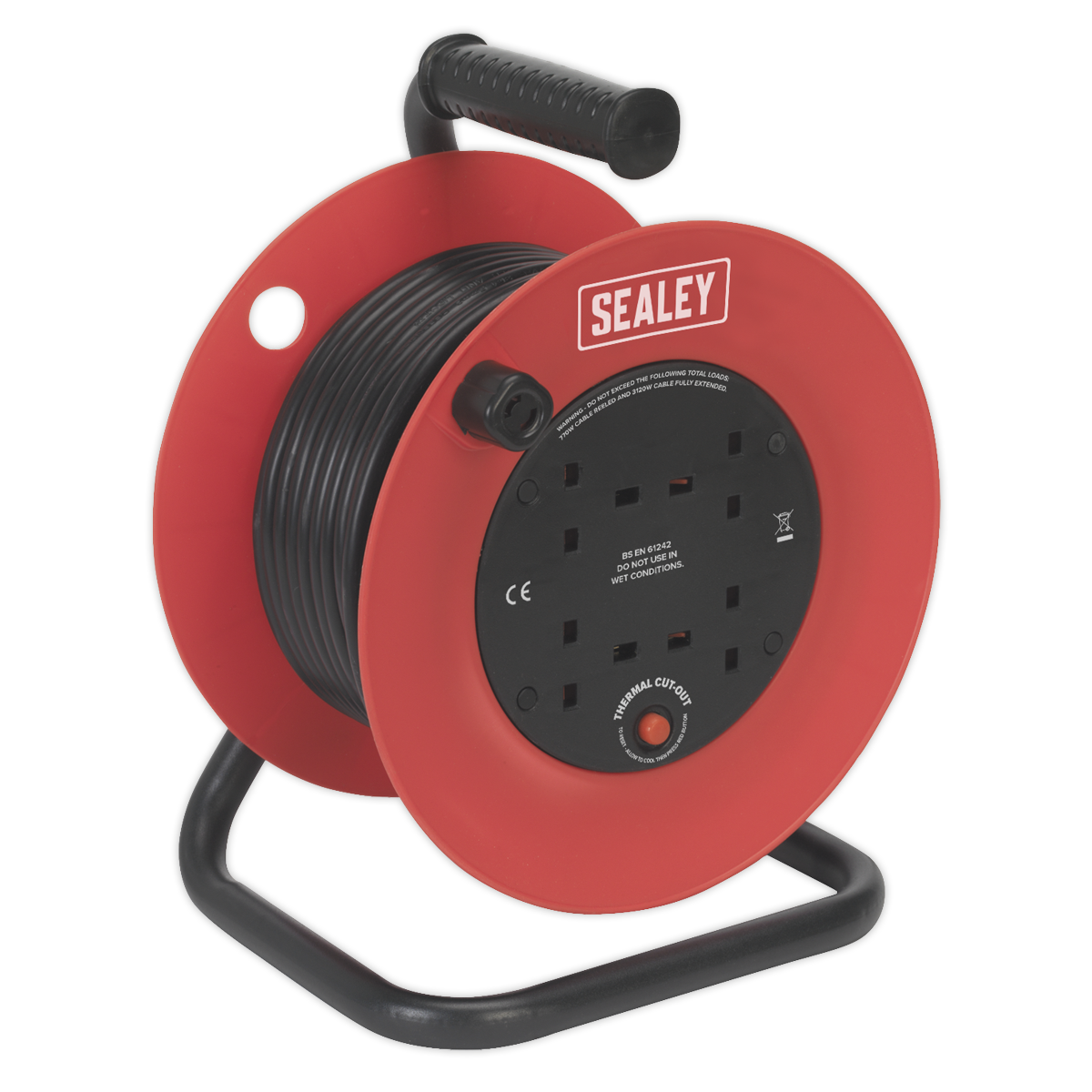 Cable Reel 25m 4 x 230V 1.5mm² Heavy-Duty Thermal Trip