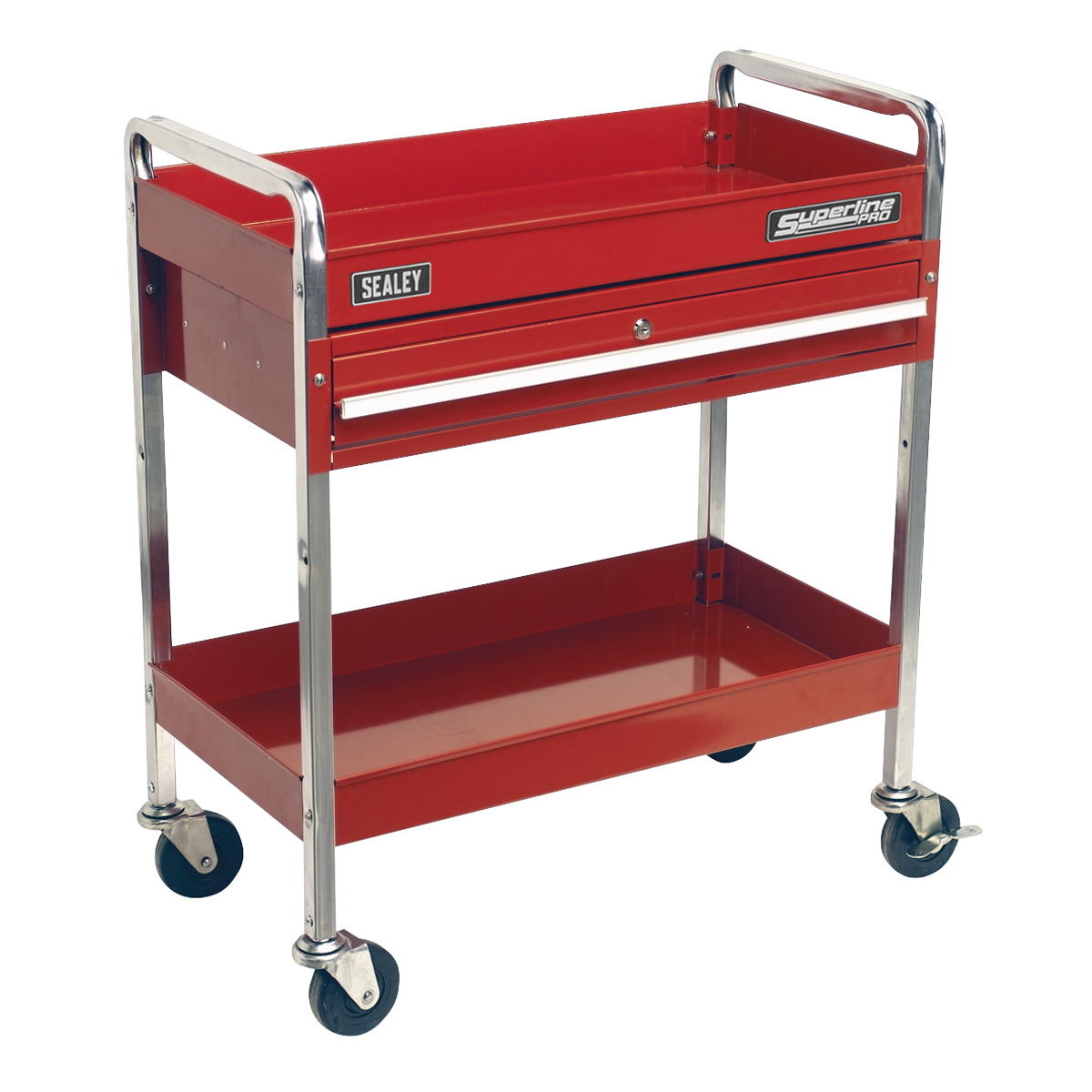 Trolley 2-Level Heavy-Duty with Lockable Drawer