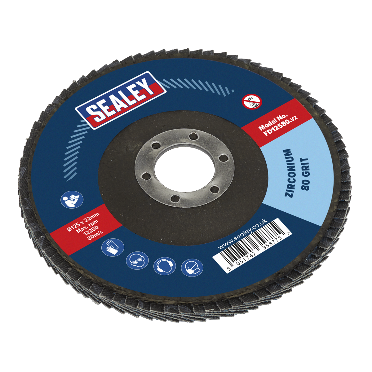 Flap Disc Zirconium Ø125mm Ø22mm Bore 80Grit