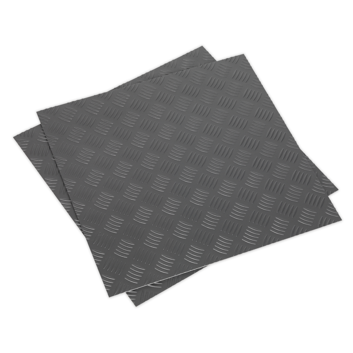 Vinyl Floor Tile with Peel & Stick Backing – Silver Treadplate Pack of 16