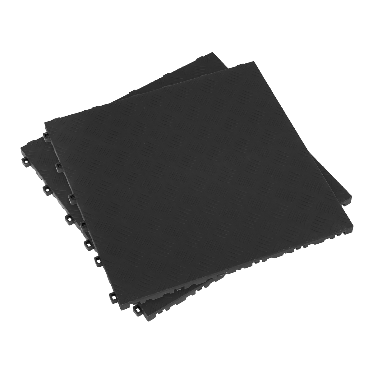 Polypropylene Floor Tile 400 x 400mm – Black Treadplate – Pack of 9