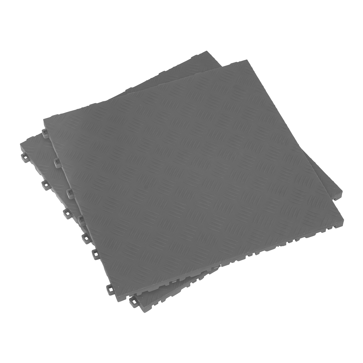 Polypropylene Floor Tile 400 x 400mm – Grey Treadplate – Pack of 9