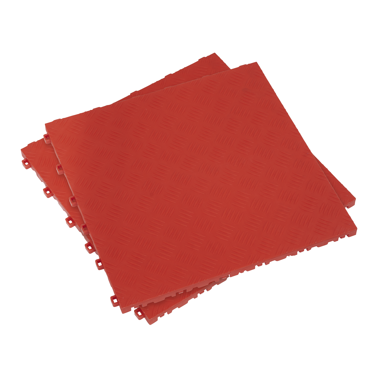 Polypropylene Floor Tile 400 x 400mm – Red Treadplate – Pack of 9
