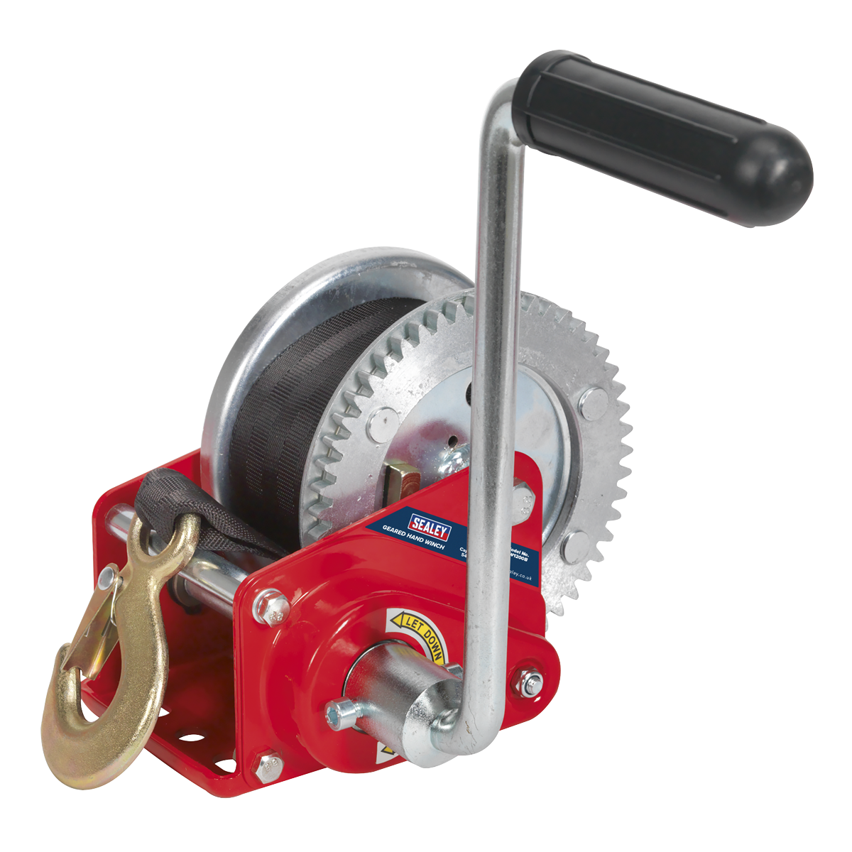 Geared Hand Winch with Brake & Webbing 540kg Capacity