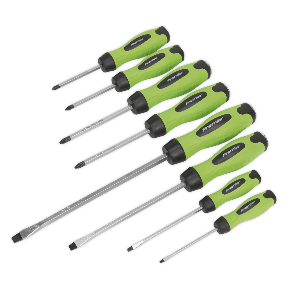 Screwdriver Set 8pc Hammer-Thru Hi-Vis Green