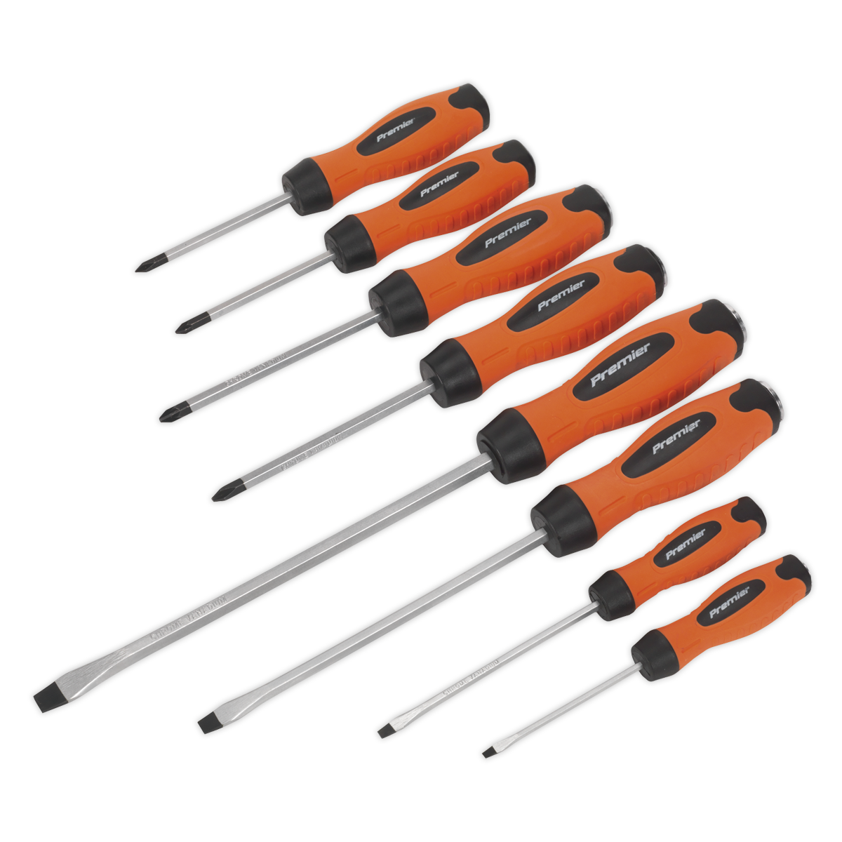 Screwdriver Set 8pc Hammer-Thru Hi-Vis Orange