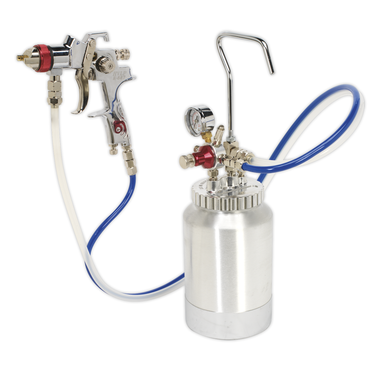 HVLP Pressure Pot System with Spray Gun & Hoses 1.7mm Set-Up