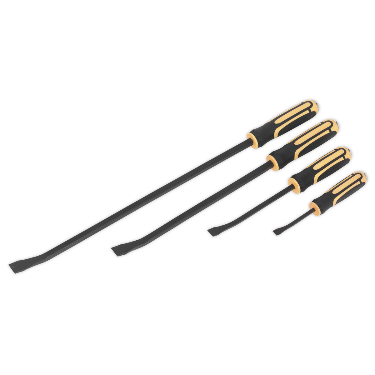 Angled Pry Bar Set with Hammer Cap Heavy-Duty 4pc