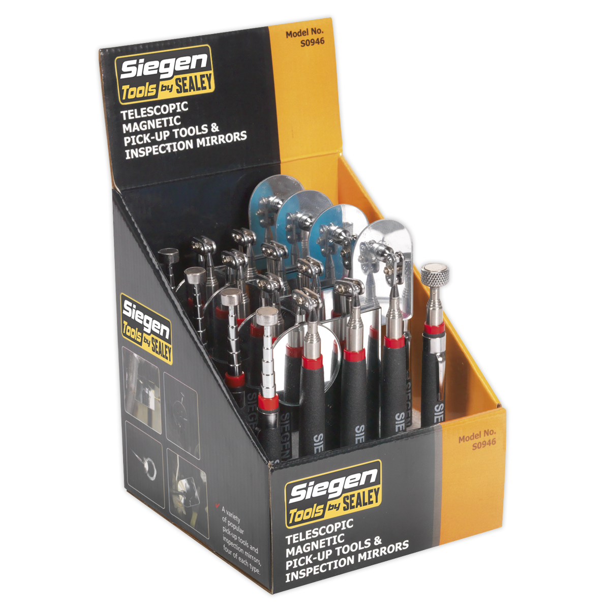 Telescopic Magnetic Pick-Up Tools & Inspection Mirrors – Display Box of 20