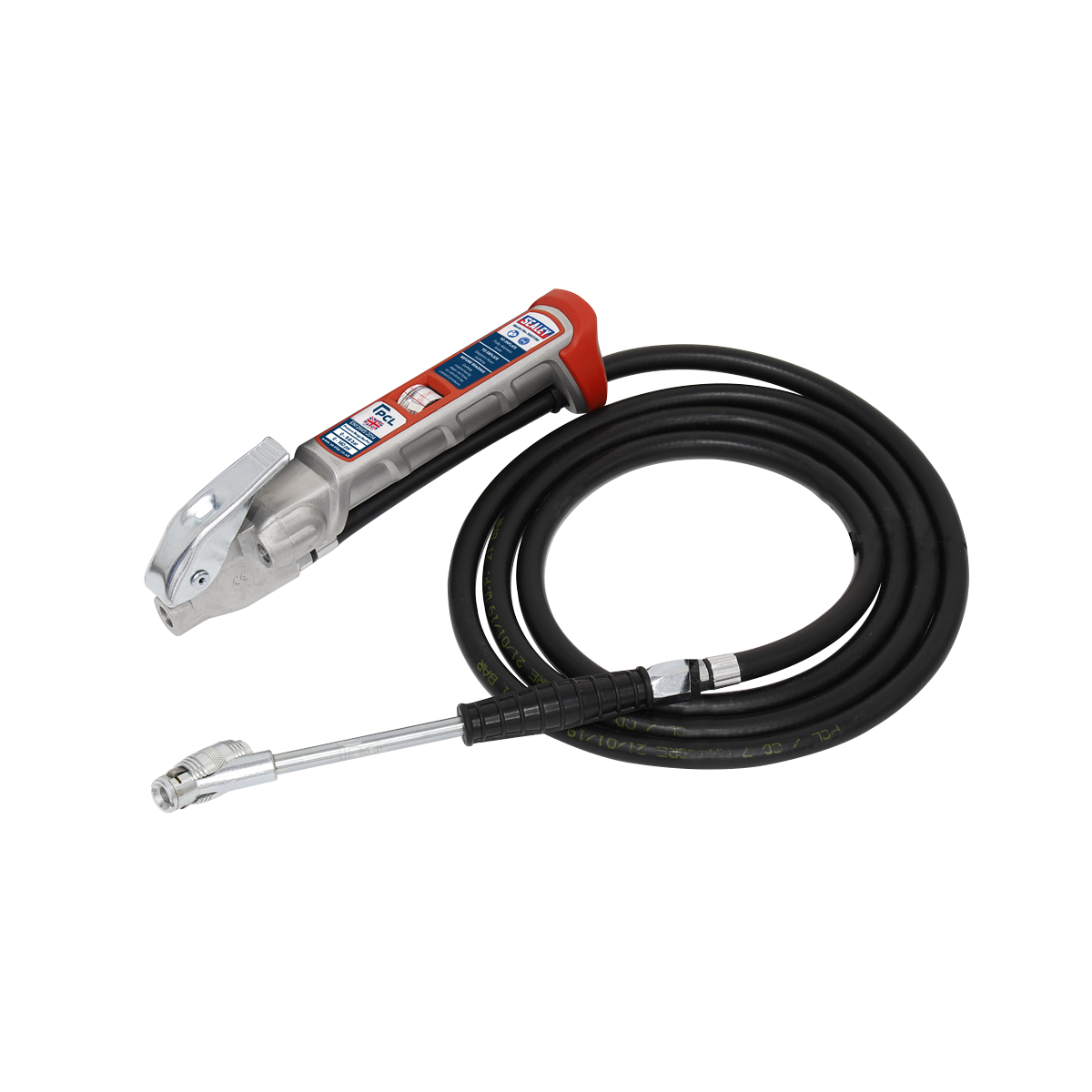 Tyre Inflator 2.5m Hose with Twin Clip-On Connector