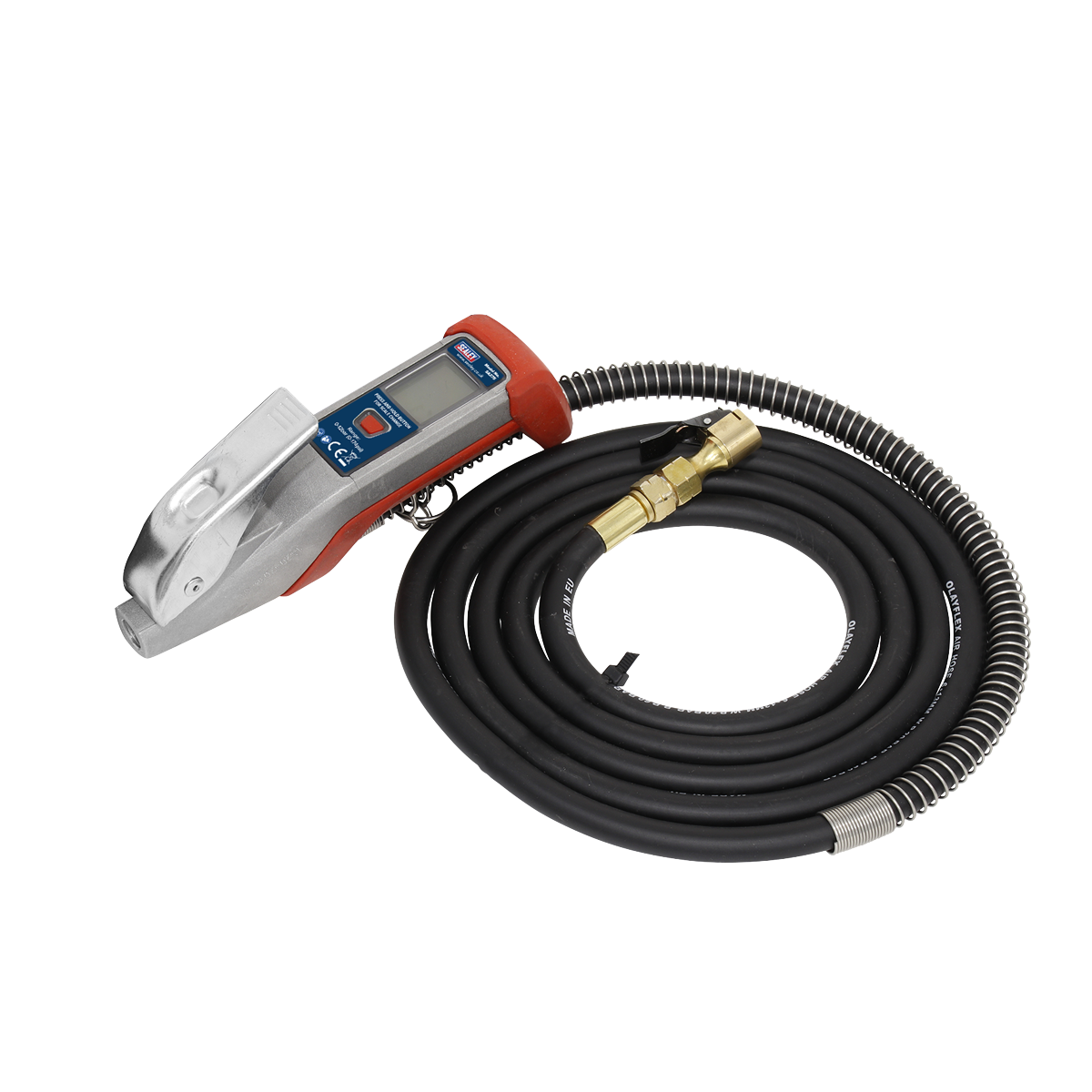 Digital Tyre Inflator 2.7m Hose with Clip-On Connector