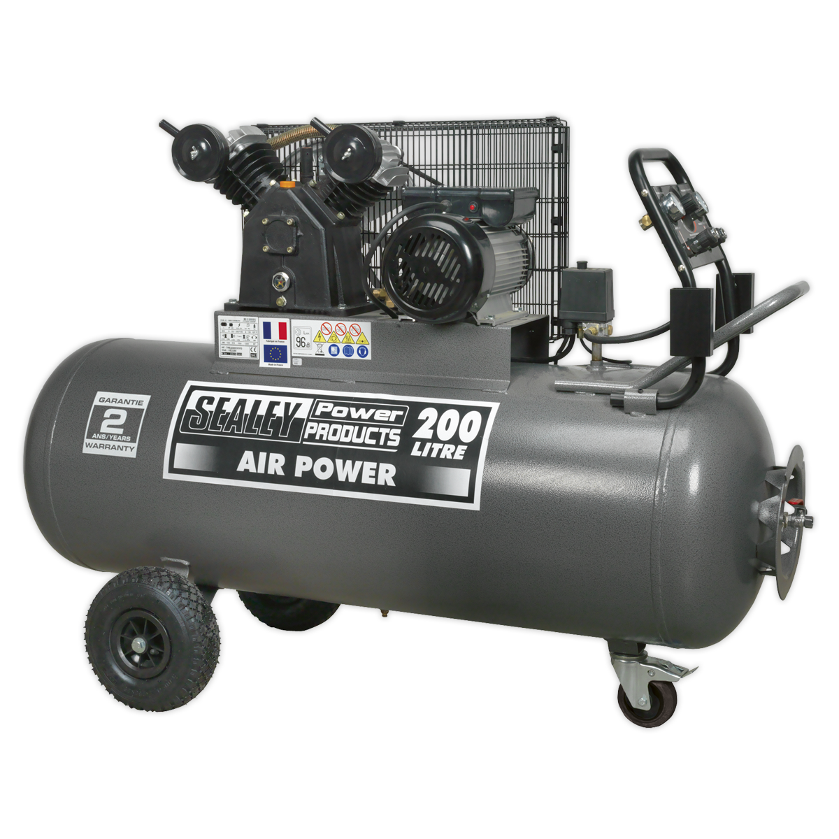 Air Compressor 200L Belt Drive 3hp with Front Control Panel