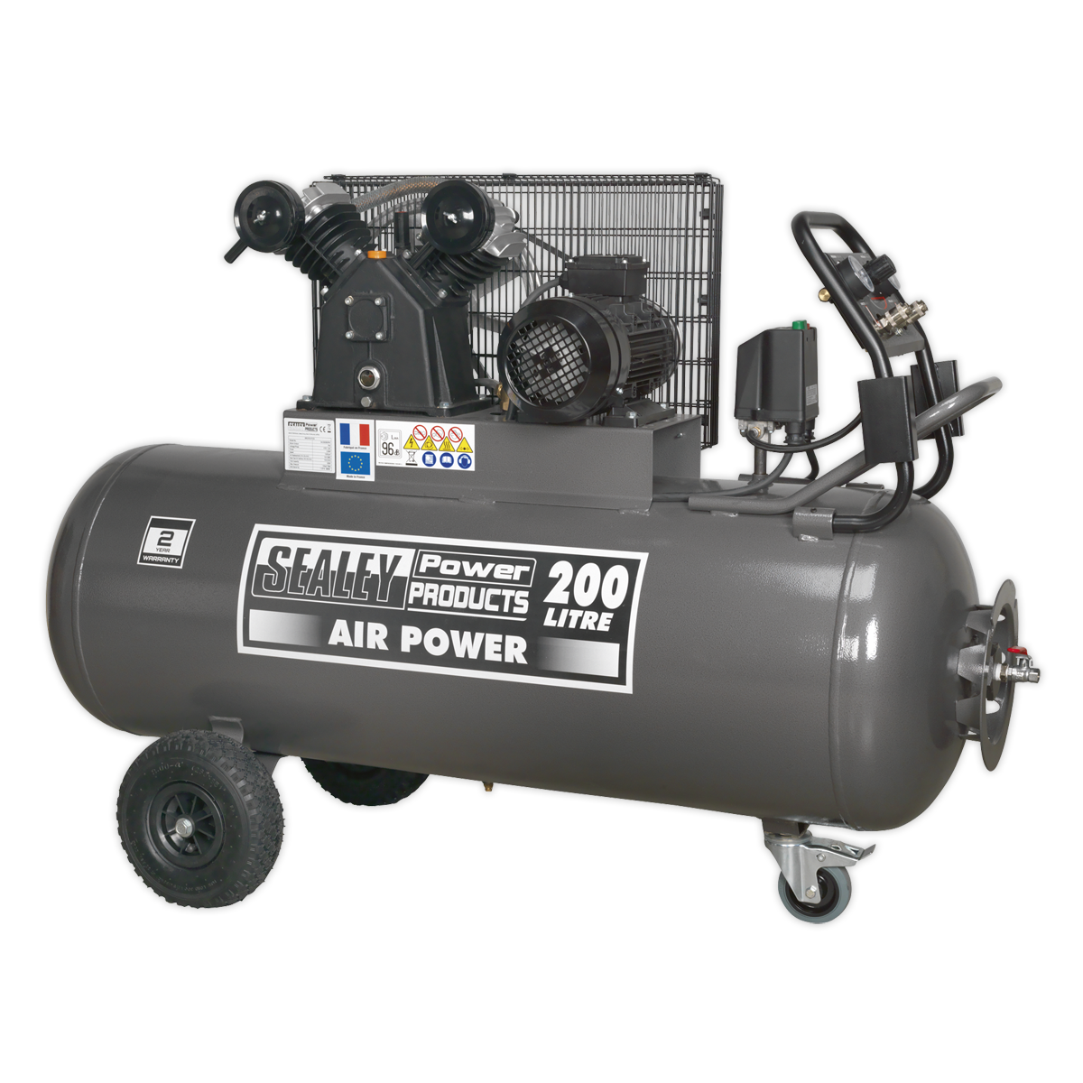 Air Compressor 200L Belt Drive 3hp with Front Control Panel 415V 3ph