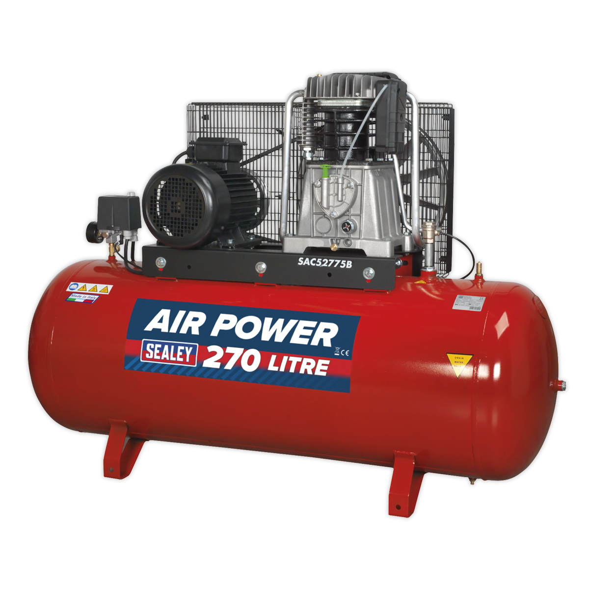 Air Compressor 270L Belt Drive 7.5hp 3ph 2-Stage with Cast Cylinders